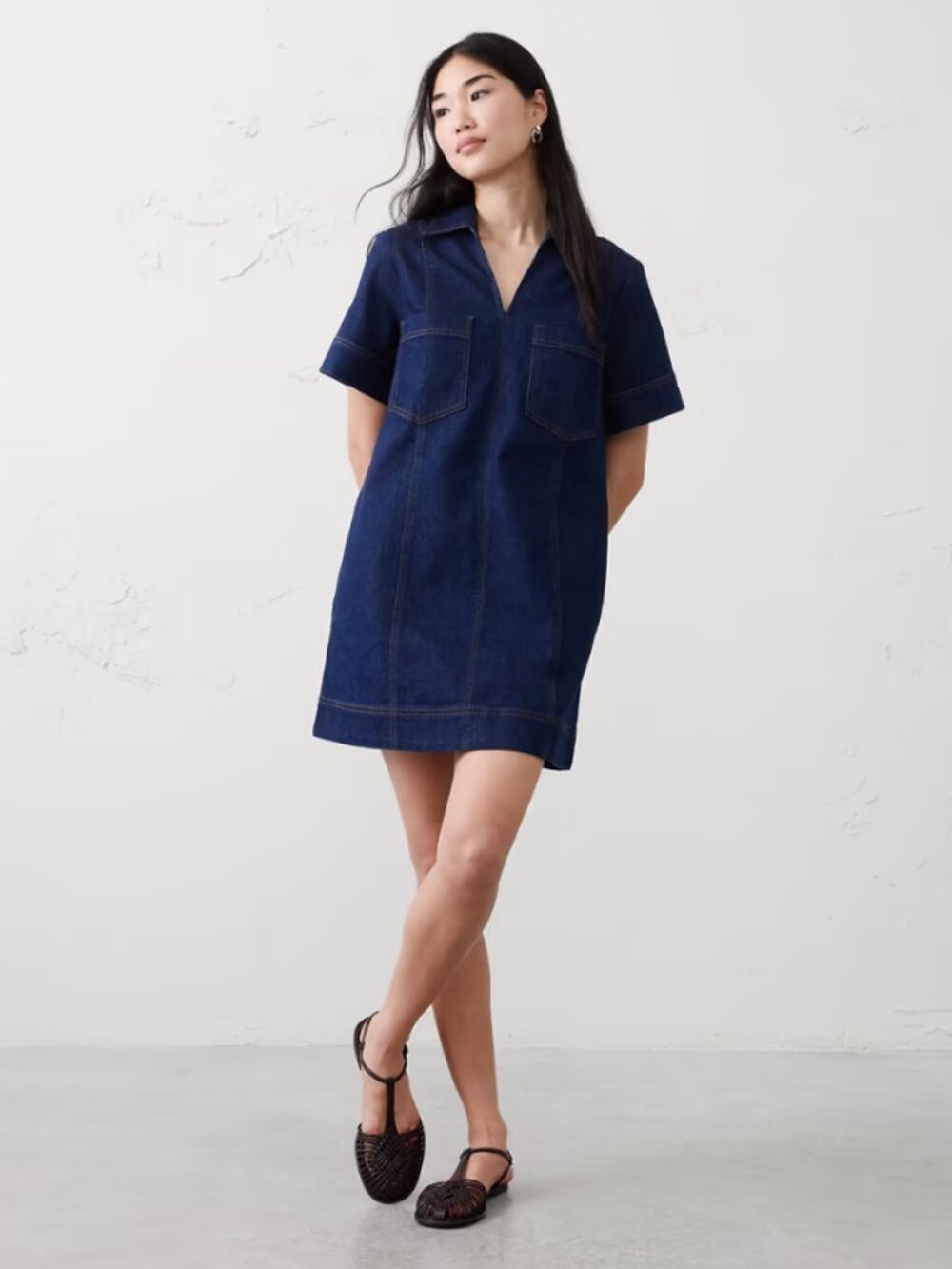 Banana Republic Denim Pocketed Mini Dress Petite XL